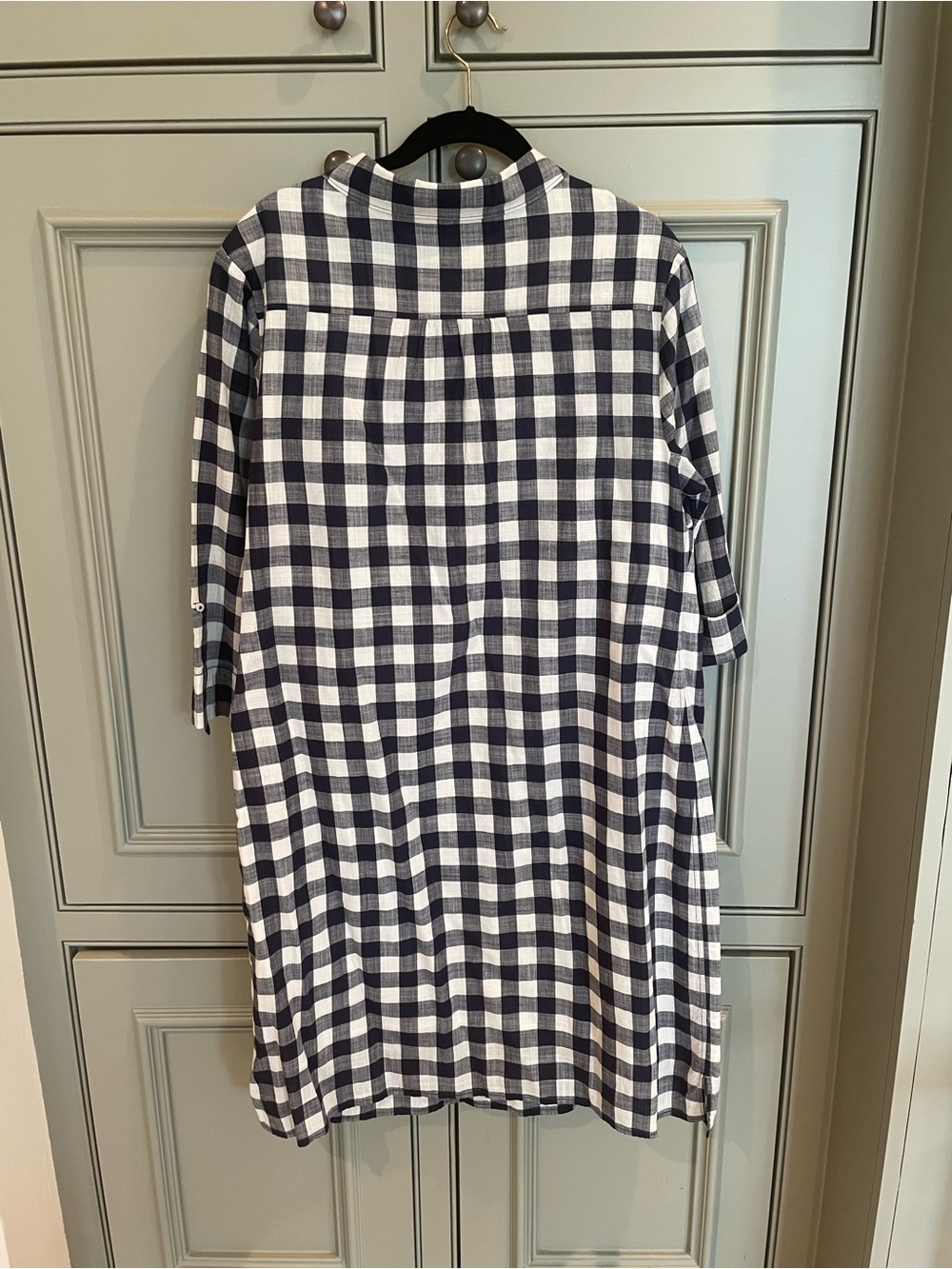 Boden Blue & White Gingham Midi Oversized Shirt Dress Cottage Coastal Chic-12 - Picture 5 of 7